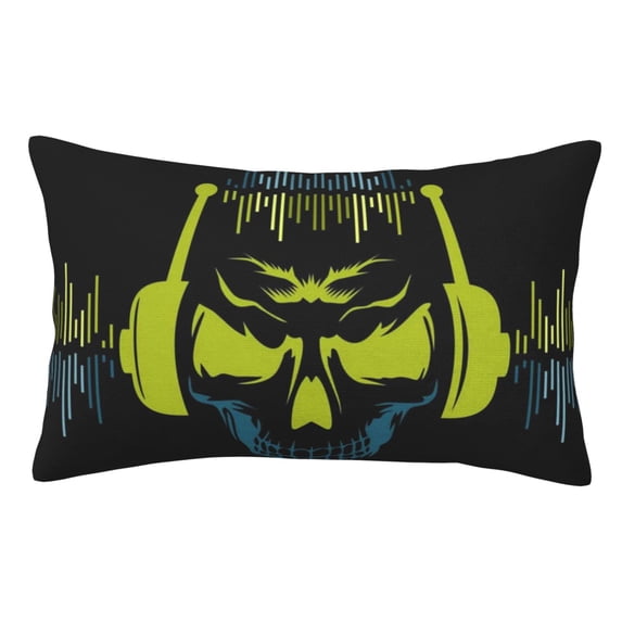 King Dj Skull Pillowcase 16x24 Rectangle Throw Pillow Case Cover Cushion with Hidden Zipper for Sofa Couch Car