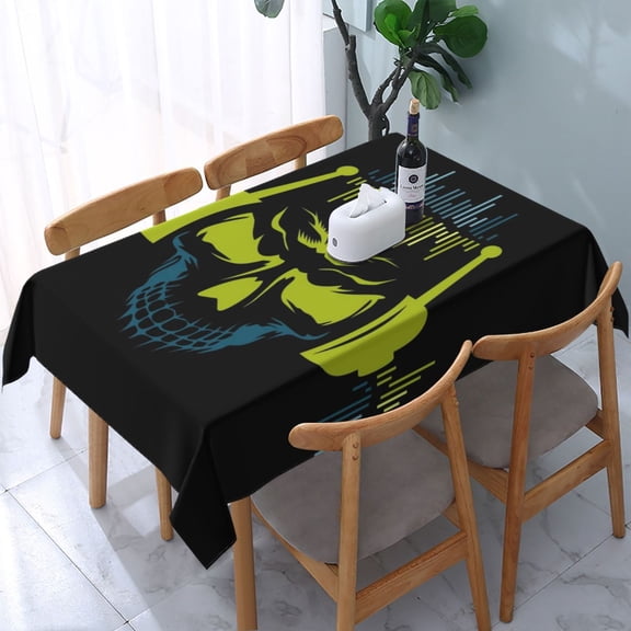 King Dj Skull Rectangular Tablecloth 54"x 72" Waterproof Rectangle Table Cover Cloth for Kitchen Dining Room Picnic Home Party
