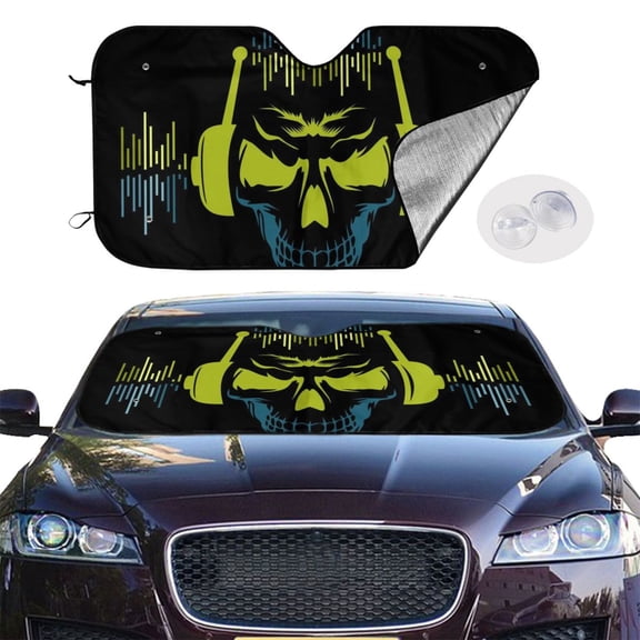 King Dj Skull Windshield Sunshade Sun Shade Front Window Car Sun Visor Protector for Truck SUV Blocks UV Ray,Large