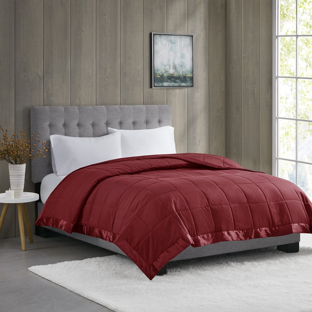 King Down Alternative Blanket with Satin Trim Soft Lightweight Bed Blanket For All Season Breathable Blanket for Home Burgundy Walmart