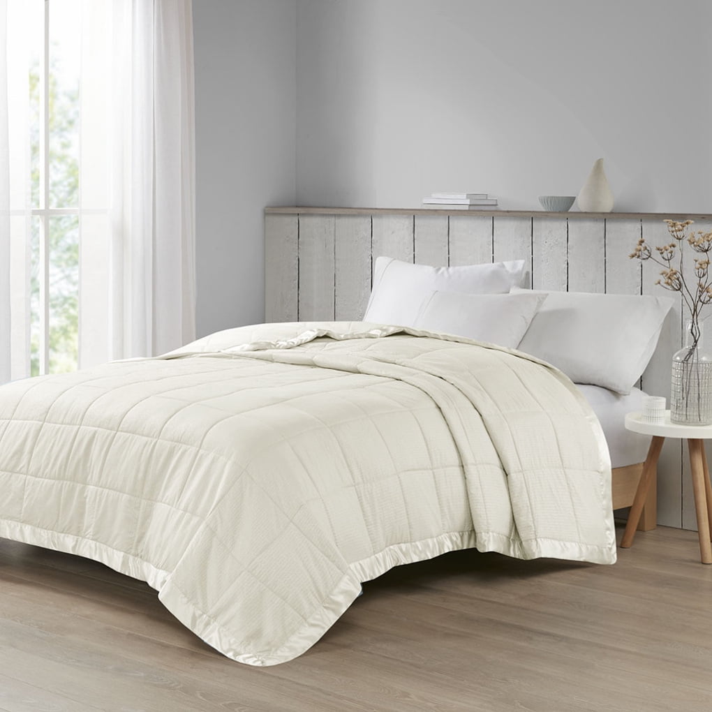 King Down Alternative Blanket with Satin Trim Soft Lightweight Bed Blanket For All Season Oversized Breathable Blanket for Home Ivory Walmart