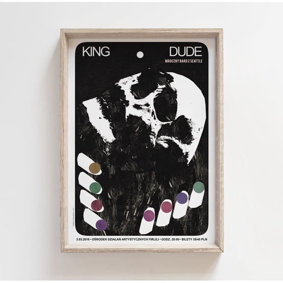 King Dude - Dark Bard From Seattle, Original Gig Poster From Concert In Poland, Music, Neofolk, Dark, Gothic, Wrocław, B2 (48X68 Cm) Wall Art, Modern Wall Decor, 12x18 UNFRAMED