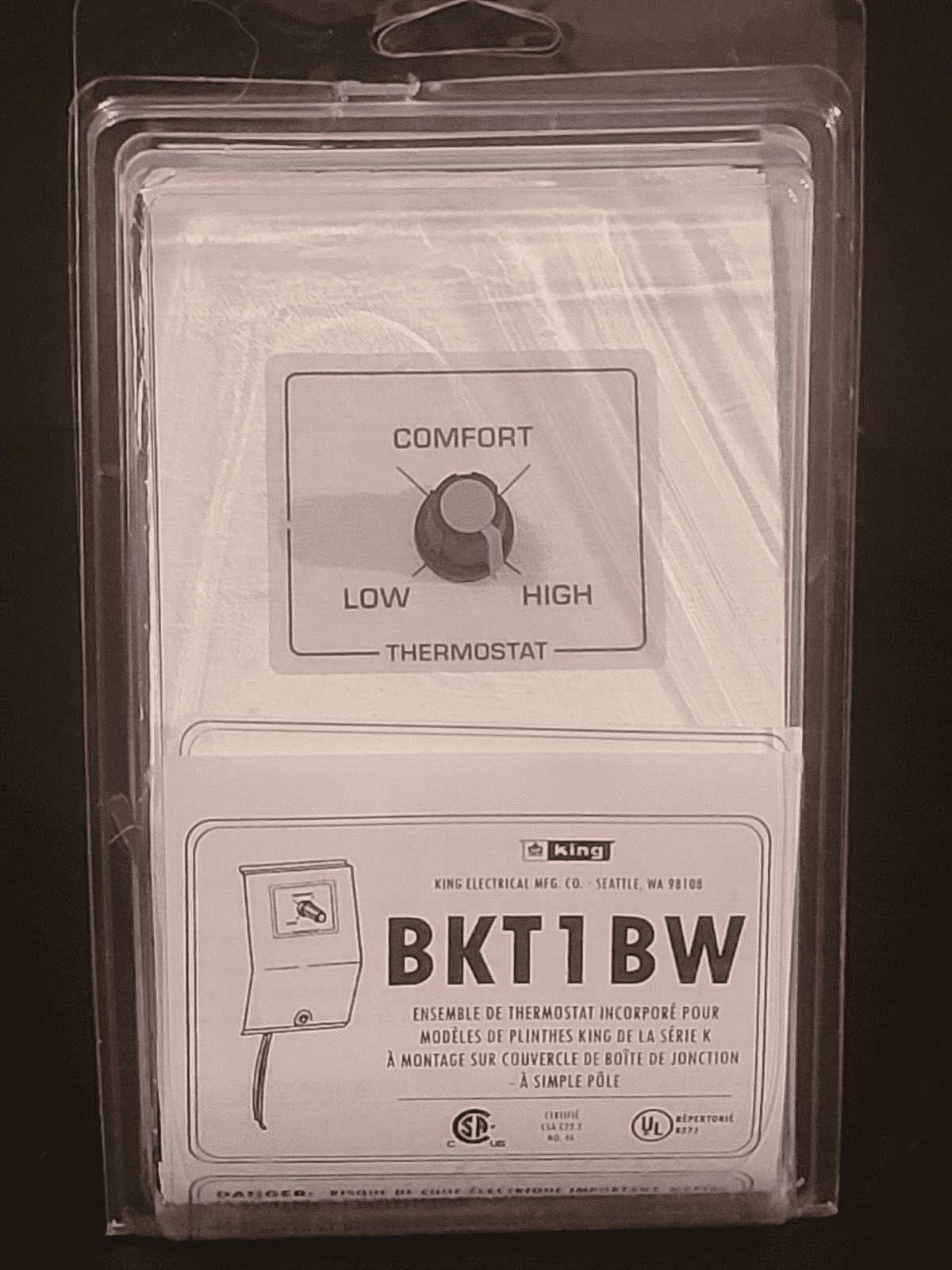 King Electric BKT1 Single Pole Thermostat Kit for K Series Baseboard ...