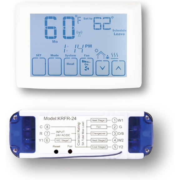 KING KRF-24V-KIT RF Thermostat Kit w/Programmable BP Thermostat & 24V HVAC Relay