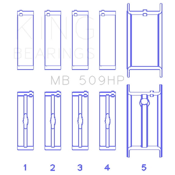 King Engine Bearings MB 509HP STDX Engine Crankshaft Main Bearing Set Fits select: 1971 CHEVROLET CHEVELLE, 1975-1979 CHEVROLET K10