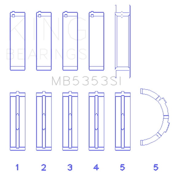 King Engine Bearings Mb5353Si0.25 Main Bearing Set For Ford 281 4.6L Sohc 16V