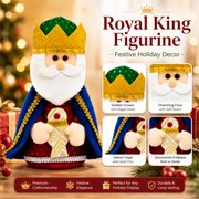 King Figurine Display Shelf Decor with Gold Crown and Velvet Cape, Festive Office Desk Decor for Men, Holiday Home Decoration
