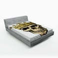 thumbnail image 1 of Ambesonne King Fitted Sheet, Skeleton Head with Crown, Queen Size, Multicolor, 1 of 2