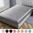 thumbnail image 1 of King Fitted Sheet Deep Pocket Bed Sheet Satin Silk Sheets Ultra Soft Machine Washable Bed Sheet, 1 of 9