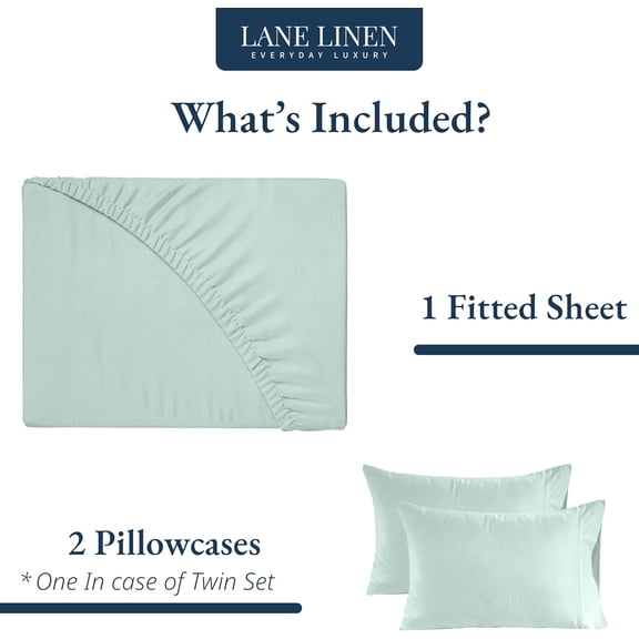 King Fitted Sheet, Organic Cotton, 3-Piece Set (1 Fitted Sheet,2 Pillowcases), Percale Weave, Ultra Soft, Breathable,Fits Mattress Upto 15" Deep - Cool Blue(No Flat Sheet)