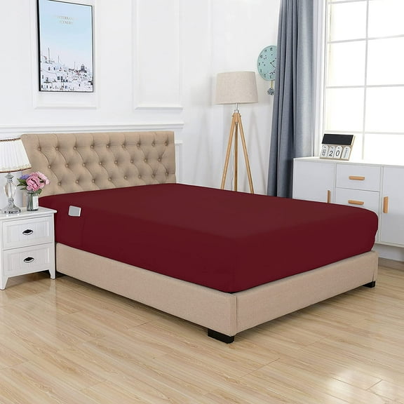 18 Inc Fitted Sheet with Storage Pocket, King Burgundy