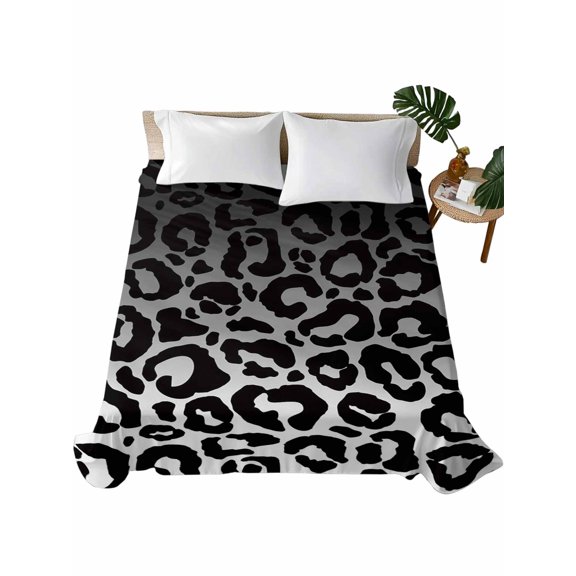 King Flat Sheet 105"x98", Black Ombre Leopard Soft Lightweight Bedding Flat Sheets Only, Modern Abstract Art Aesthetics Brushed Microfiber Top Bed Sheet, Breathable StainResistant Bedsheets