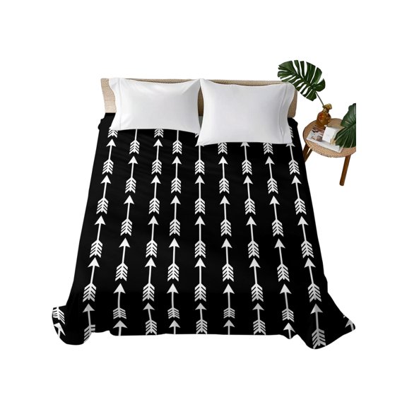 King Flat Sheet Arrows Shafts Fletching Flat Sheets Only Soft Breathable Microfiber Bedding Top Sheets Luxury Hotel Quality Black Bohemian Tribal Style King Bed Sheet for All Season Bedroom Dorm