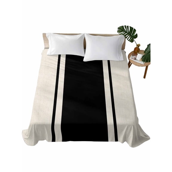King Flat Sheet Black Stripe Lines Flat Sheets Only Soft Breathable Microfiber Bedding Top Sheets Luxury Hotel Quality Linen Striped King Bed Sheet for All Season Bedroom Dorm Home Decor