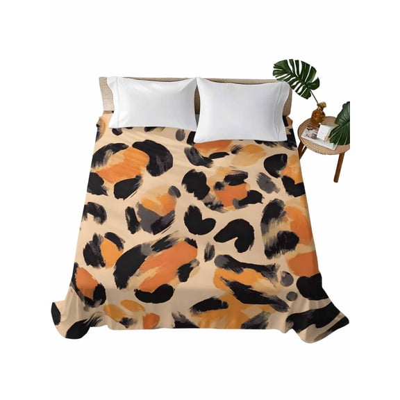 King Flat Sheet Leopard Print Flat Sheets Only Soft Breathable Microfiber Bedding Top Sheets Luxury Hotel Quality Modern Cool Animal Claw Marks King Bed Sheet for All Season Bedroom Dorm Home Decor