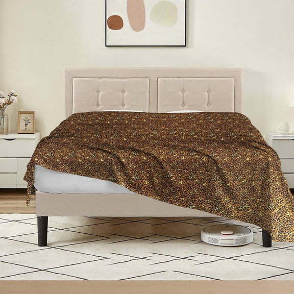 King Flat Sheet Only, 1 Piece, 800 Thread Count, 100% Egyptian Cotton, Sateen Weave, Soft & Breathable, Leopard Print , Hotel Quality