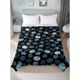 thumbnail image 1 of King Flat Sheet Only Farm Thanksgiving Blue Pumpkin Soft Microfiber Cooling Bedding Sheets Maple Leaves on Black Flat Bed Sheet for Hotel,Home Decor, 1 of 9