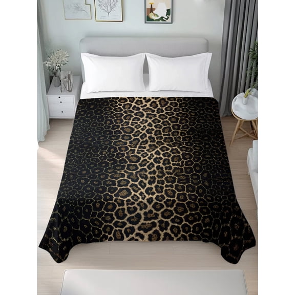 King Flat Sheet Only Modern Leopard Texture Soft Microfiber Cooling Bedding Sheets Wild Animal Print Print Flat Bed Sheet