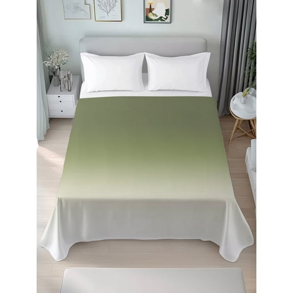 King Flat Sheet Only Sage Green Gradient Ombre Soft Microfiber Cooling Bedding Sheets Solid Color Background Flat Bed Sheet