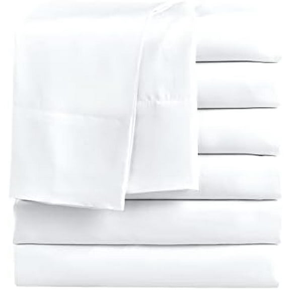 King Flat Sheets Only, Pack of 6, Soft Microfiber Bedding Sheets for Home, Salons, Hotels, Bulk Flat Sheets Only King Size (White)