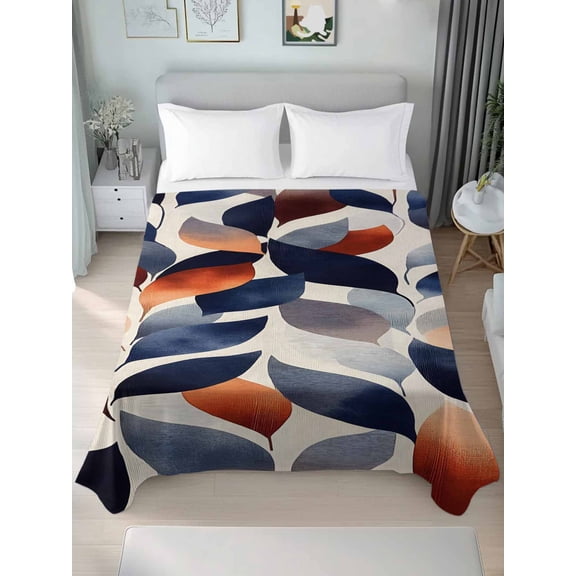 King Flat Sheet Only Abstract Country Leaves Soft Microfiber Cooling Bedding Sheets Vintage Style Farm Leaf Flat Bed Sheet