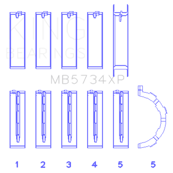 King Ford Mustang 302 Coyote (Size .026) Performance Main Bearing Set