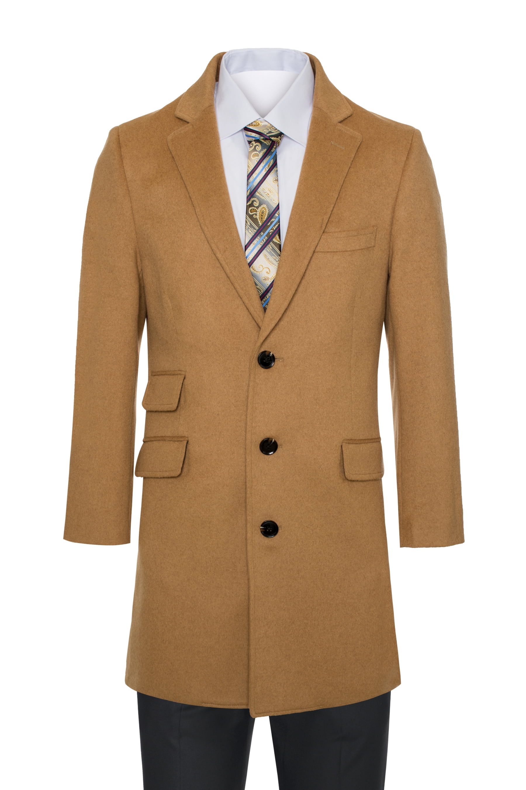 King Formal Wear Men's Premium Black 100 Wool and Cashmere Long Jacket