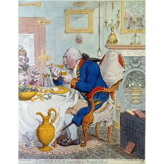 King George Iii Of England. N'Temperance Enjoying A Frugal Meal.' George Iii King Of Great Britain And