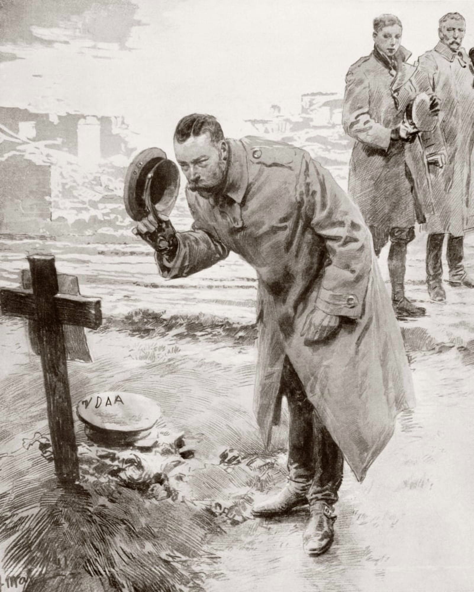 King George V Of England Visiting The Graves Of British Soldiers Killed In France In 1914 From La Esfera 1914 Canvas Art - Ken Welsh Design Pics (12 x 15)