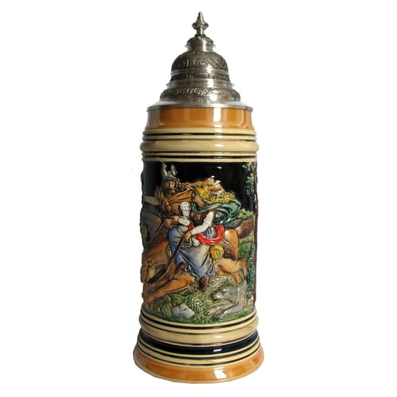 King German Beer Stein Cherusker 1L Beer Glasses