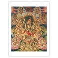 thumbnail image 1 of King Gesar The Drala of Zhang Zhung - Tibetan Warrior - Vintage Tibetan Thangka Buddhist Painting c.1800s - Fine Art Matte Paper Print (Unframed) 24x32in, 1 of 4