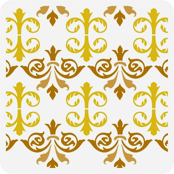 King Gregory Castle Wall Painting Stencil 11.8x11.8 inch Fence Stencils Plastic Retro Patterned Railing Patterns Stencil Reusable DIY Art and Craft Stencil for Home Wood Wall Decor white