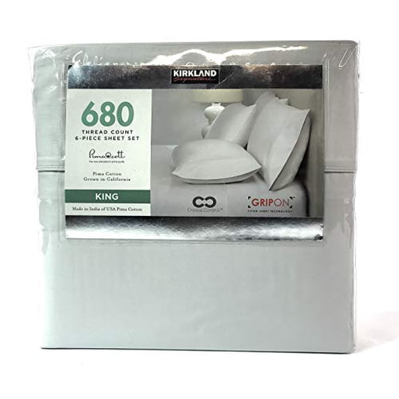 King Grey Gray 680 Thread Count Kirkland Sheet Set 6 Piece Deep Pockets