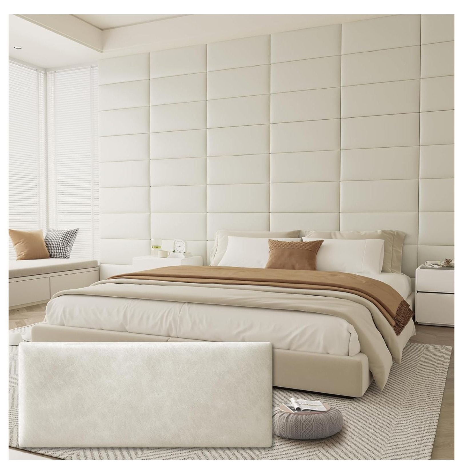 King Headboard, Wall Mounted Peel and Stick Headboard, Upholstered