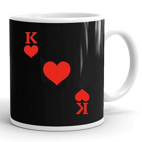 King Heart Halloween Deck Card Matching Gift Ceramic Mug 11oz (White;11oz)