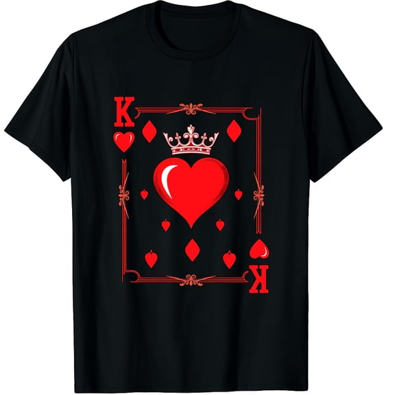 King Hearts Card Costume - Playing Cards - King of Hearts Graphic Crew Neck Short Sleeve T-Shirts (Men's, Women's)