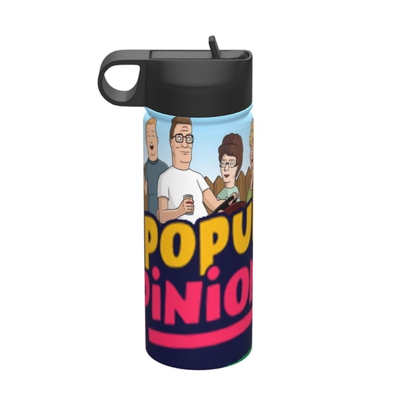 King of the Hill Kids Insulated Water Bottle With Straw - 18 Oz Stainless Steel Double Wall Vacuum Cup, Leakproof, Bpa Free, Suitable For Boys And Girls