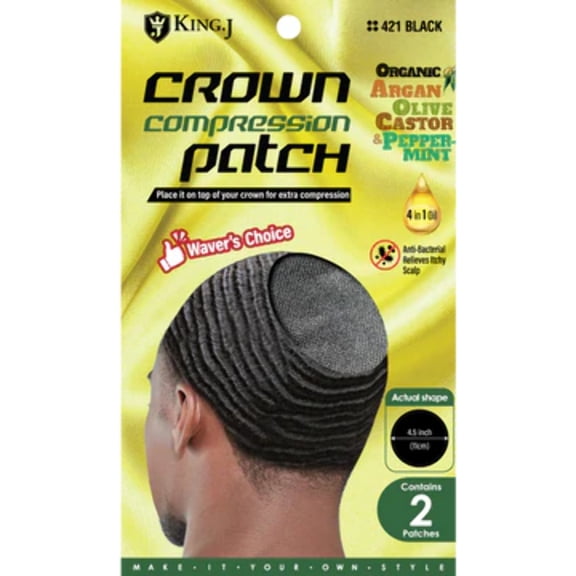 King.J Crown Patch 360 Waver's Compression 2pcs 4.5" Black #421