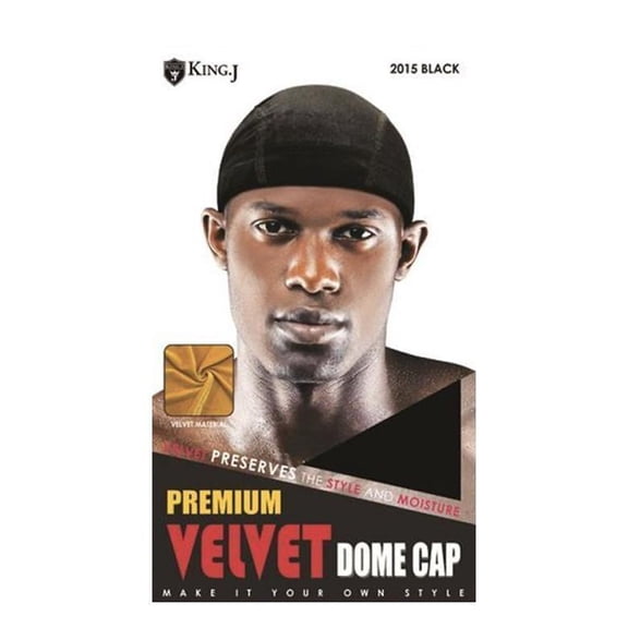 King J Premium Velvet Dome Cap Black Pack of 3
