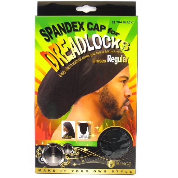 King.J Unisex Spandex Dreadlock Cap, Black, Regular, 1 Pc.