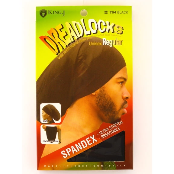 King.J Unisex Spandex Dreadlock Cap, Black, Regular, 1 Pc.