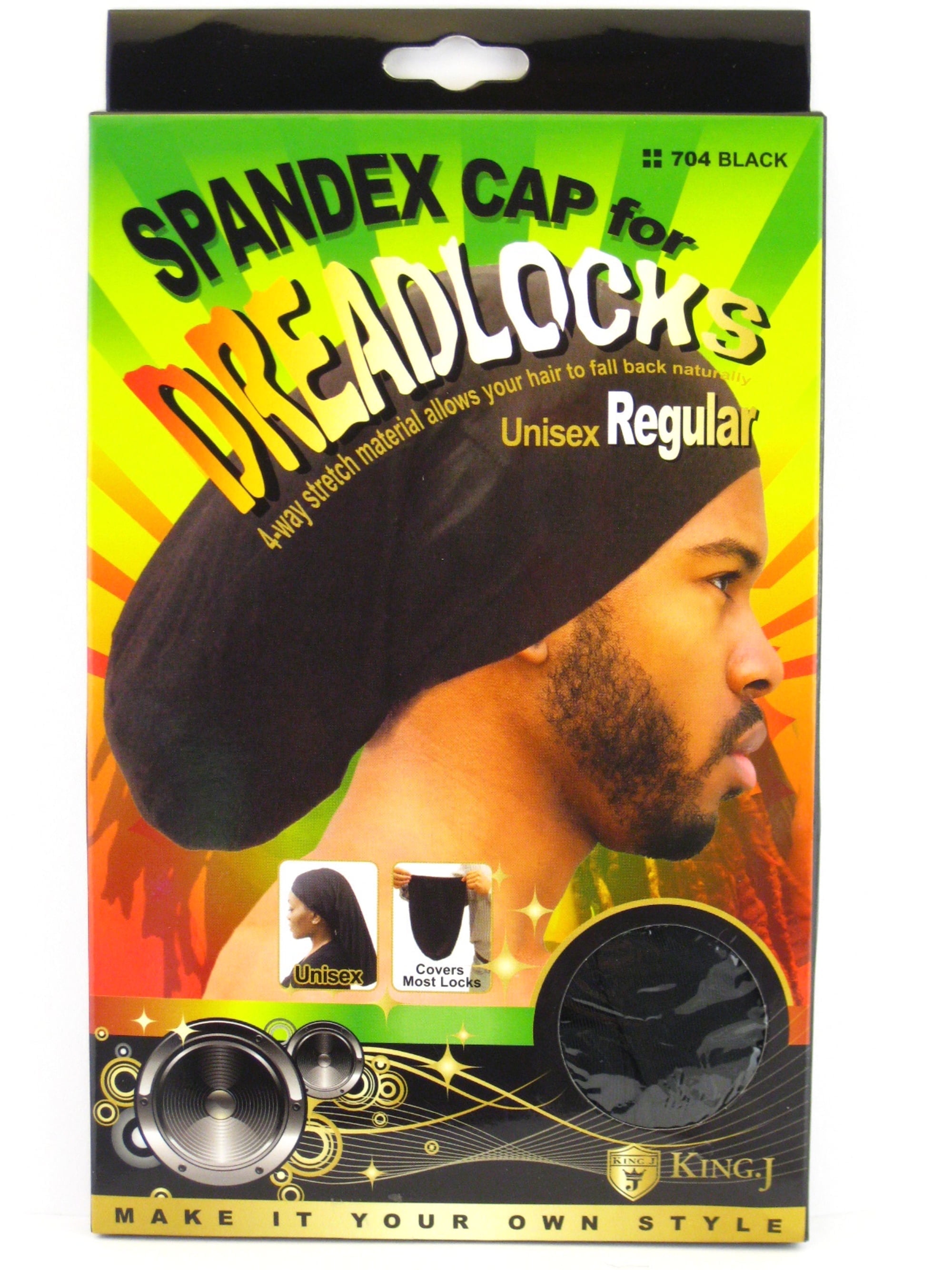 King.J Unisex Spandex Dreadlock Cap, Black, Regular, 1 Pc