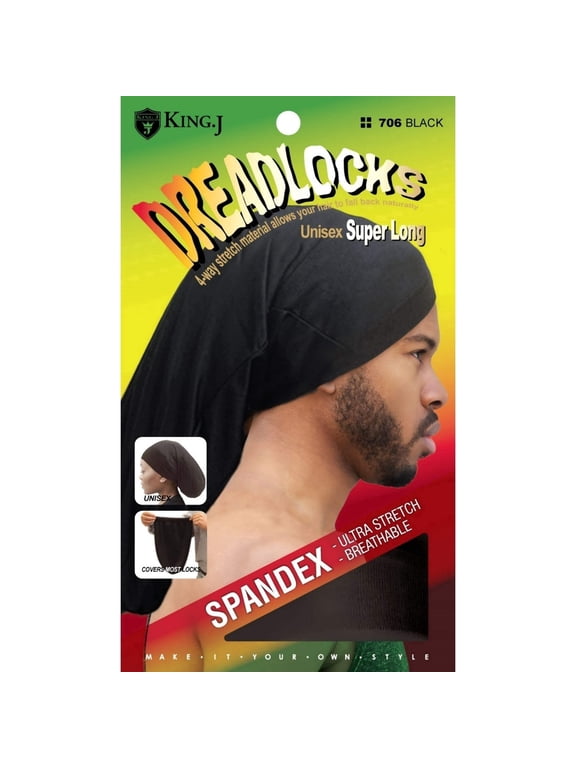 Super Long Unisex Adult Spandex Dreadlock Hat Cap (Black)