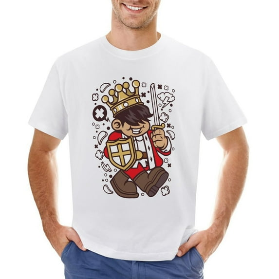 King Kid Men’s Graphic T-shirt Vintage Short Sleeve Sport Tee White 5XL