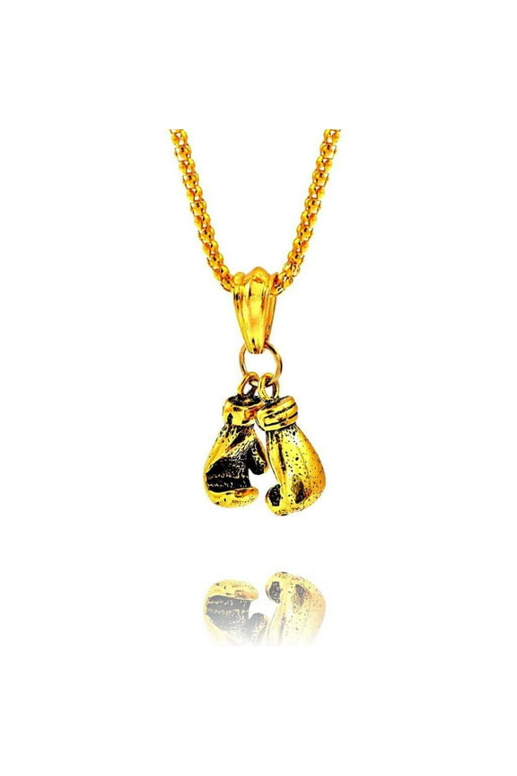 Boxing Necklace - Gold, Stainless Steel, 24" Chain
