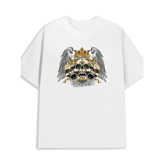 Greenink King of Kings Tee men 180G Cotton white Basic Unisex Shirt Short Sleeve tshirts Classic Unisex Shirt Cotton tshirts Unique Design Unisex Shirt Graphic Tee tshi