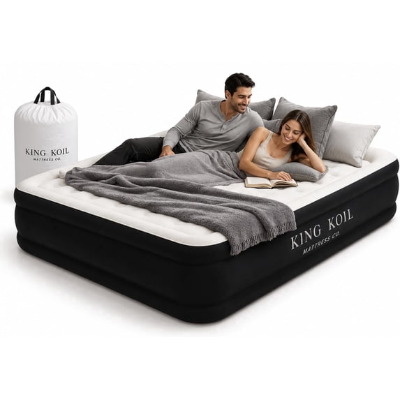 King Koil 20" California King Air Mattress with Built-in High-Speed Pump - CNN Underscored Top Pick, Sleeps Like a Real Bed, Fast Inflation, 650 lb Capacity for Guests, Camping, Home, 1-Year Warranty