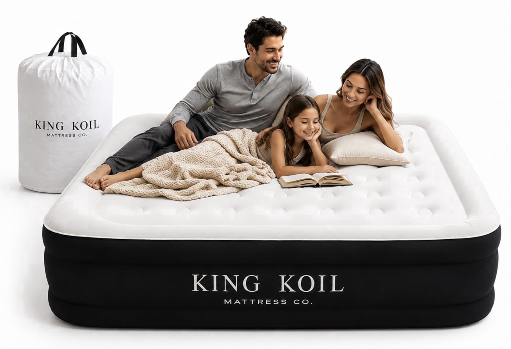 King Koil 13" Full Air Mattress with Built-In High-Speed Pump - CNN Underscored Top Pick, Sleeps Like a Real Bed, Inflates in 2 Minutes, 600 lb Capacity for Guests, Camping, Home, 1-Year Warranty