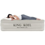 King Koil LUXURY California King Air Mattress with Built-in Pump for Home, Camping & Guests - 16” King Size Inflatable Airbed Luxury Double High Adjustable Blow Up Mattress, Durable Waterproof.