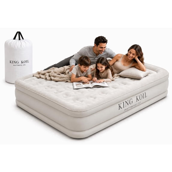 King Koil 16" California King Air Mattress with Built-in High-Speed Pump - CNN Underscored Top Pick, Sleeps Like a Real Bed, Fast Inflation, 650 lb Capacity for Guests, Camping, Home, 1-Year Warranty
